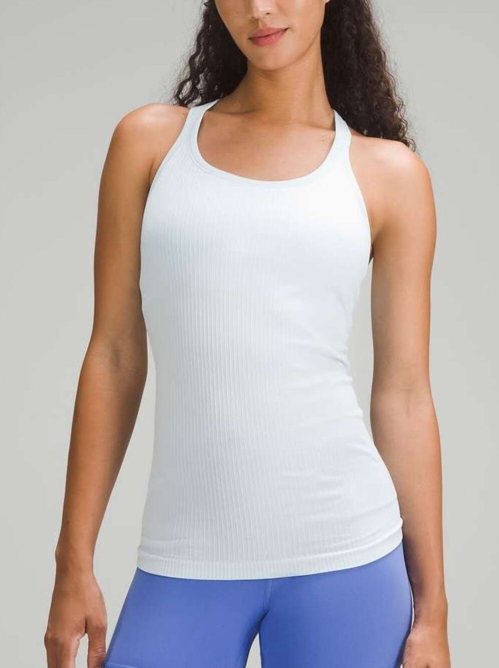 Lululemon Ebb To Street Ribbed Racerback Tank Top Size 8 Powder Blue Athletic
